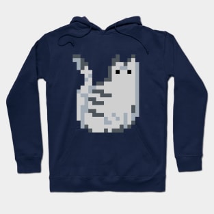 Cat Pixel Art - grey teal Hoodie